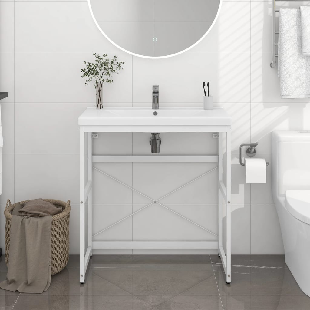 vidaXL Bathroom Washbasin Frame White 79x38x83 cm Iron