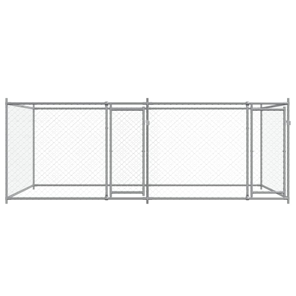 vidaXL Dog Cage with Doors Grey 4x2x1.5 m Galvanised Steel