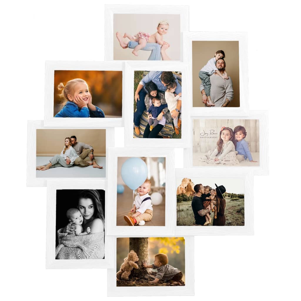 vidaXL Collage Photo Frame for 10x(13x18 cm) Picture White MDF