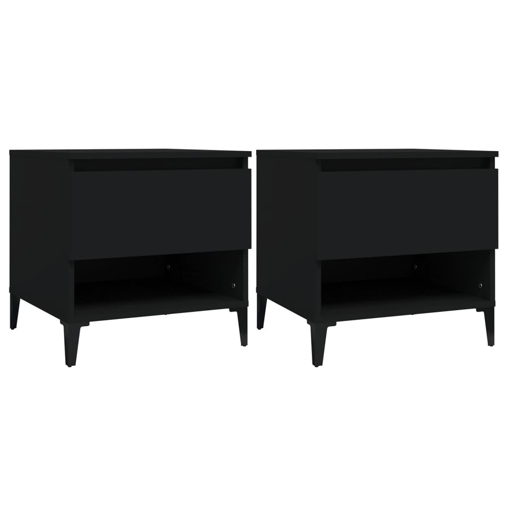 vidaXL Side Tables 2 pcs Black 50x46x50 cm Engineered Wood