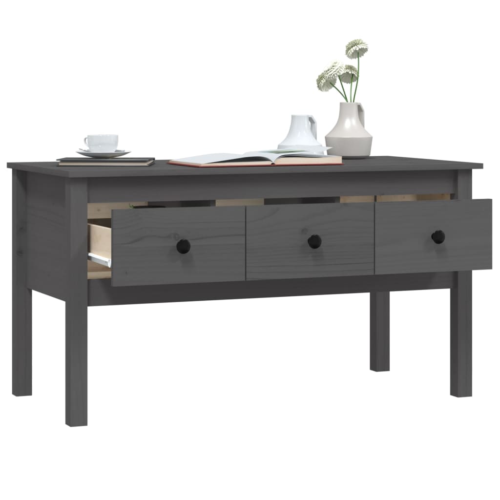 vidaXL Coffee Table Grey 102x49x55 cm Solid Wood Pine