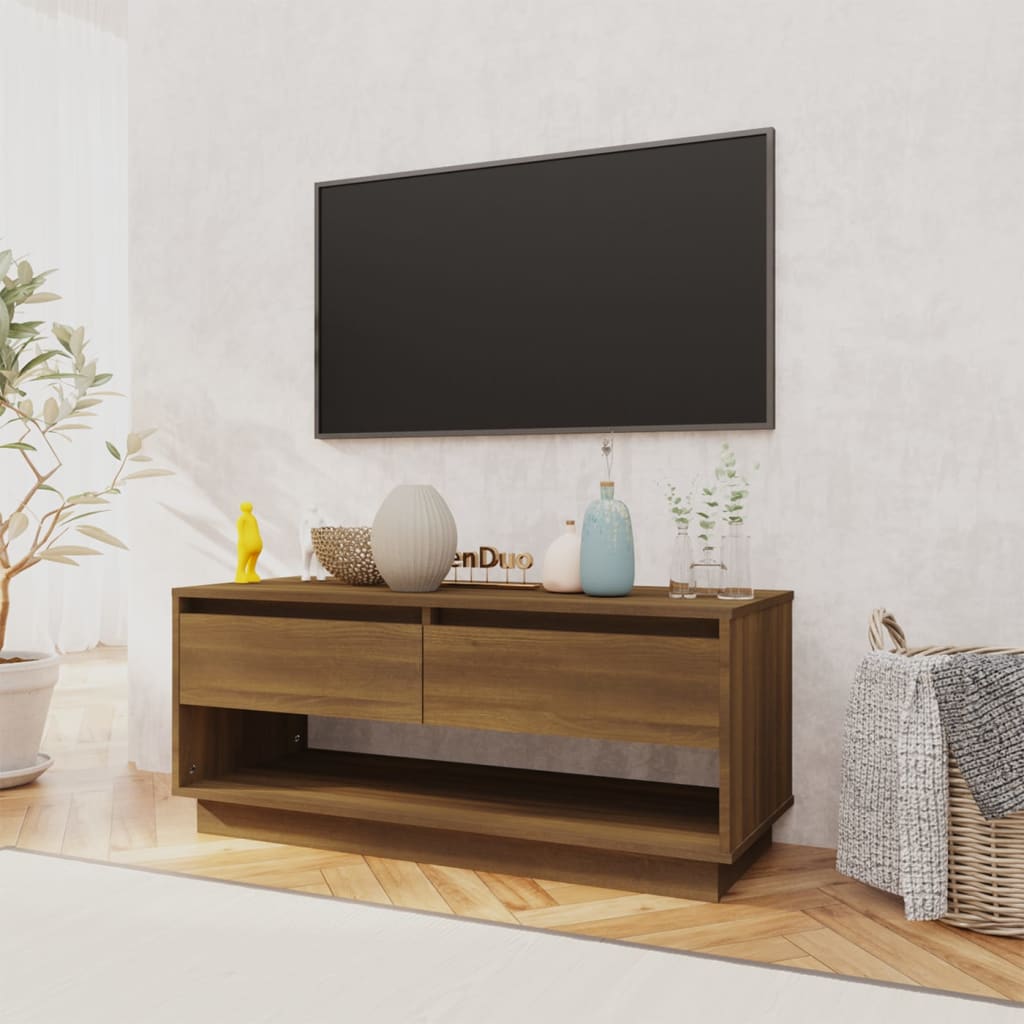 vidaXL TV Cabinet Brown Oak 102x41x44 cm Engineered Wood