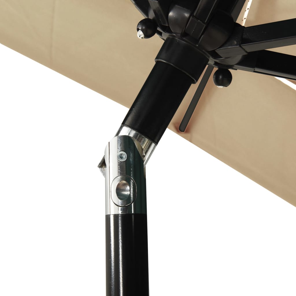 vidaXL 3-Tier Parasol with Aluminium Pole Taupe 2x2 m