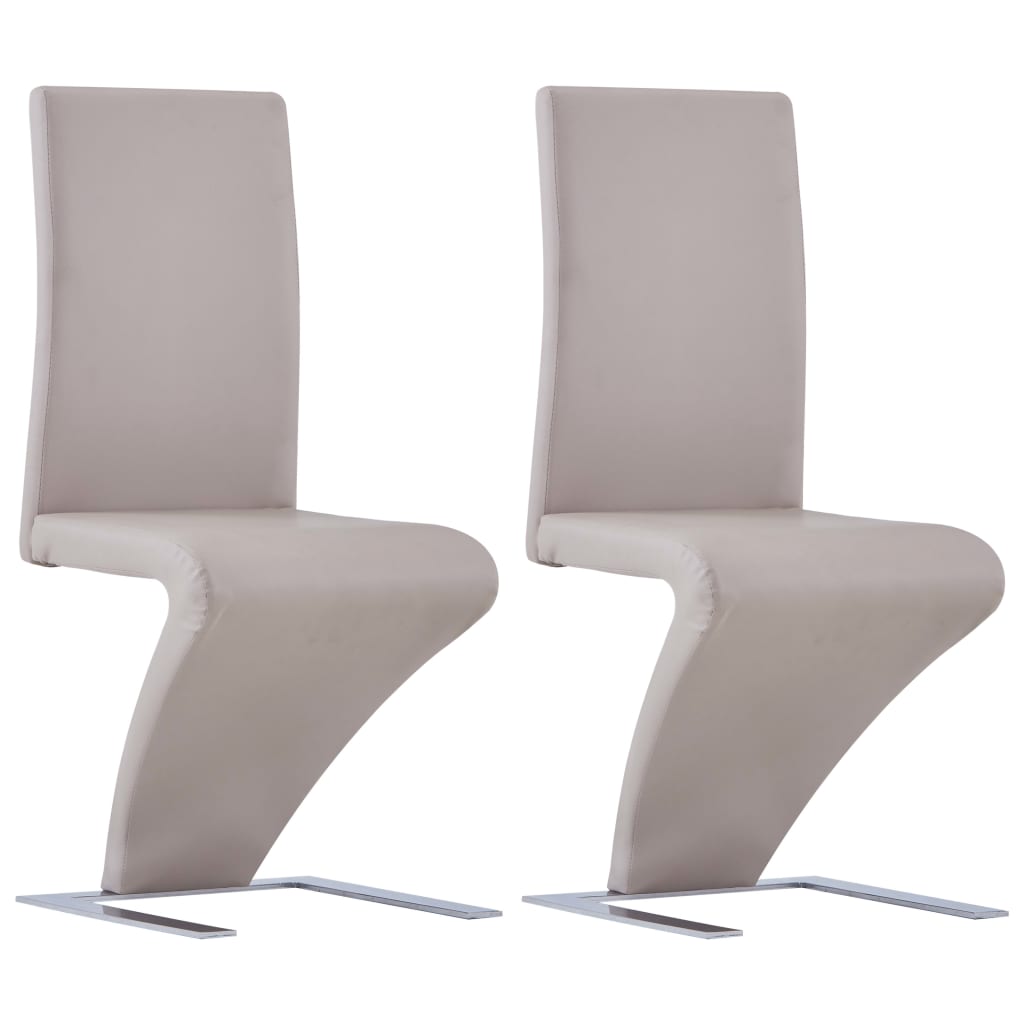 vidaXL Dining Chairs with Zigzag Shape 2 pcs Cappuccino Faux Leather