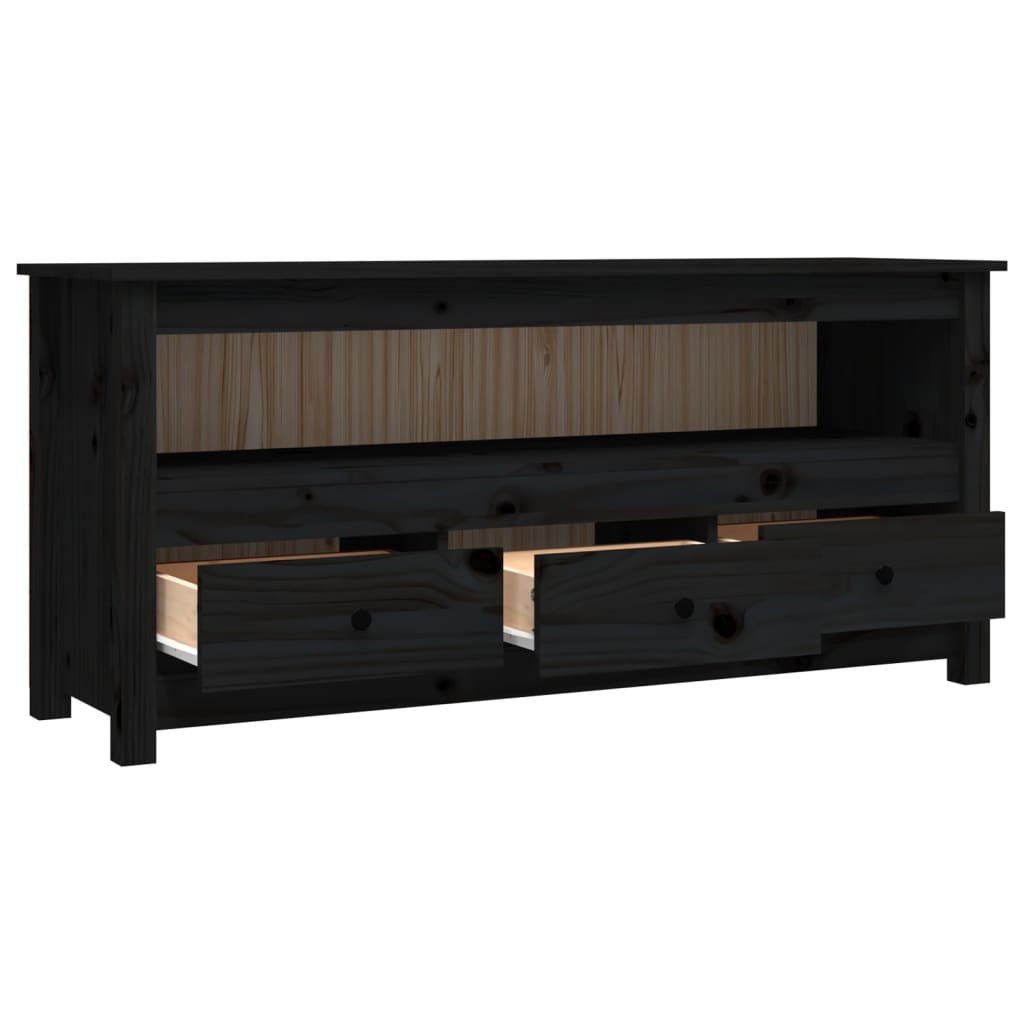 vidaXL TV Cabinet Black 114x35x52 cm Solid Wood Pine