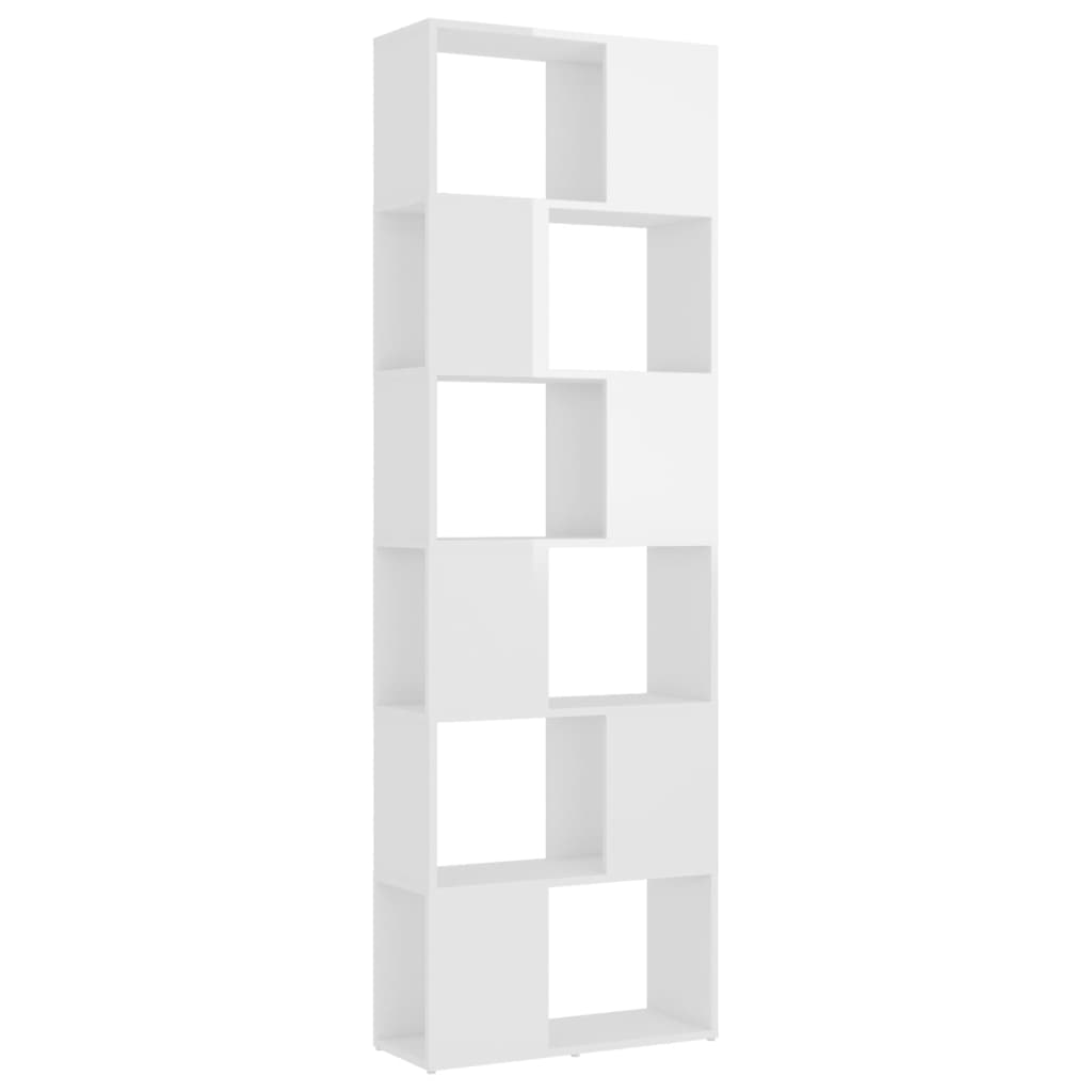 vidaXL Book Cabinet Room Divider High Gloss White 60x24x186 cm