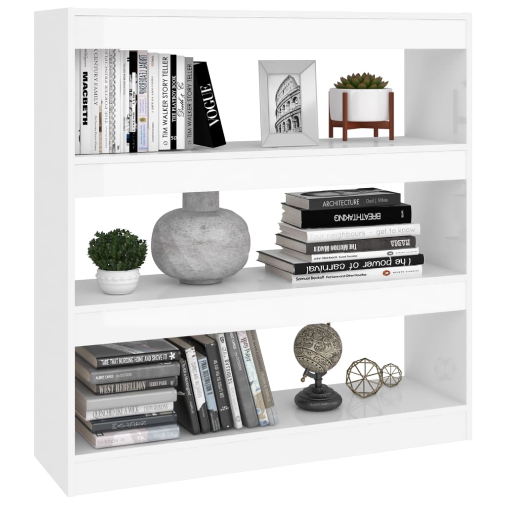 vidaXL Book Cabinet/Room Divider High Gloss White 100x30x103 cm