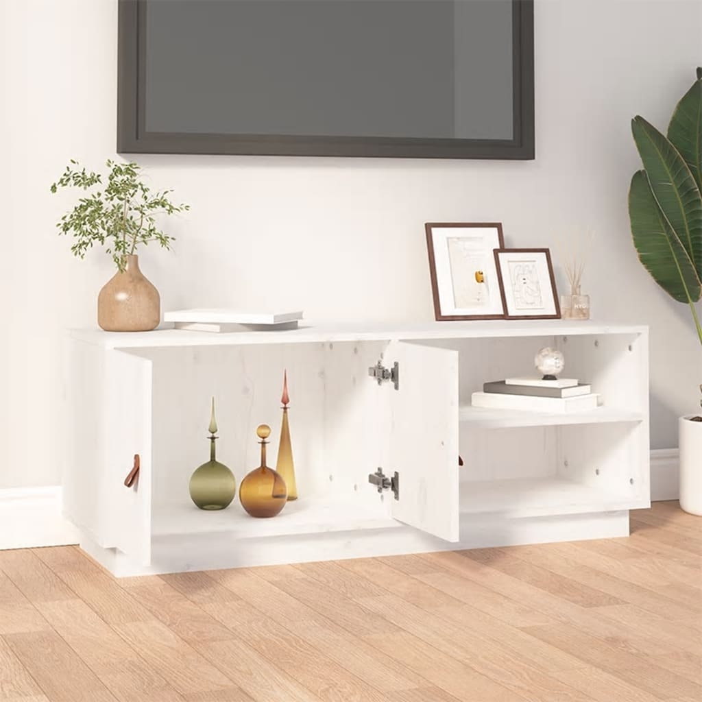 vidaXL TV Cabinet White 105x34x40 cm Solid Wood Pine