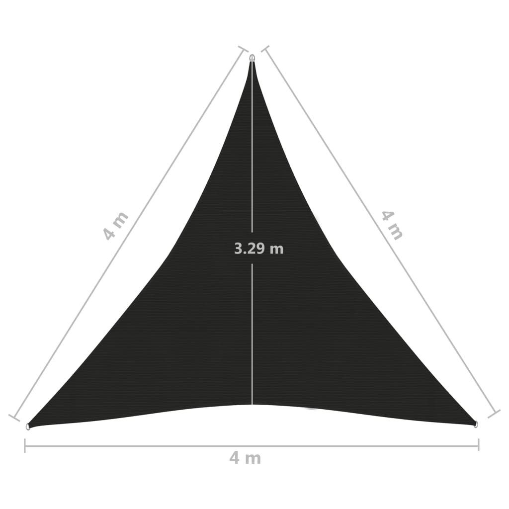 vidaXL Sunshade Sail 160 g/m² Black 4x4x4 m HDPE