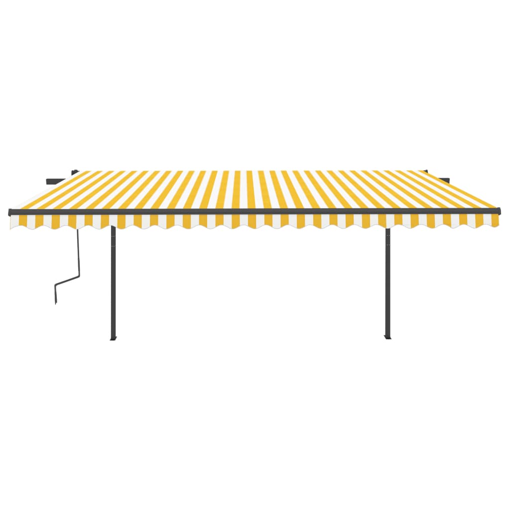 vidaXL Automatic Retractable Awning with Posts 5x3.5 m Yellow & White