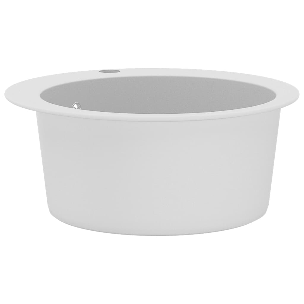 vidaXL Granite Kitchen Sink Single Basin Round White
