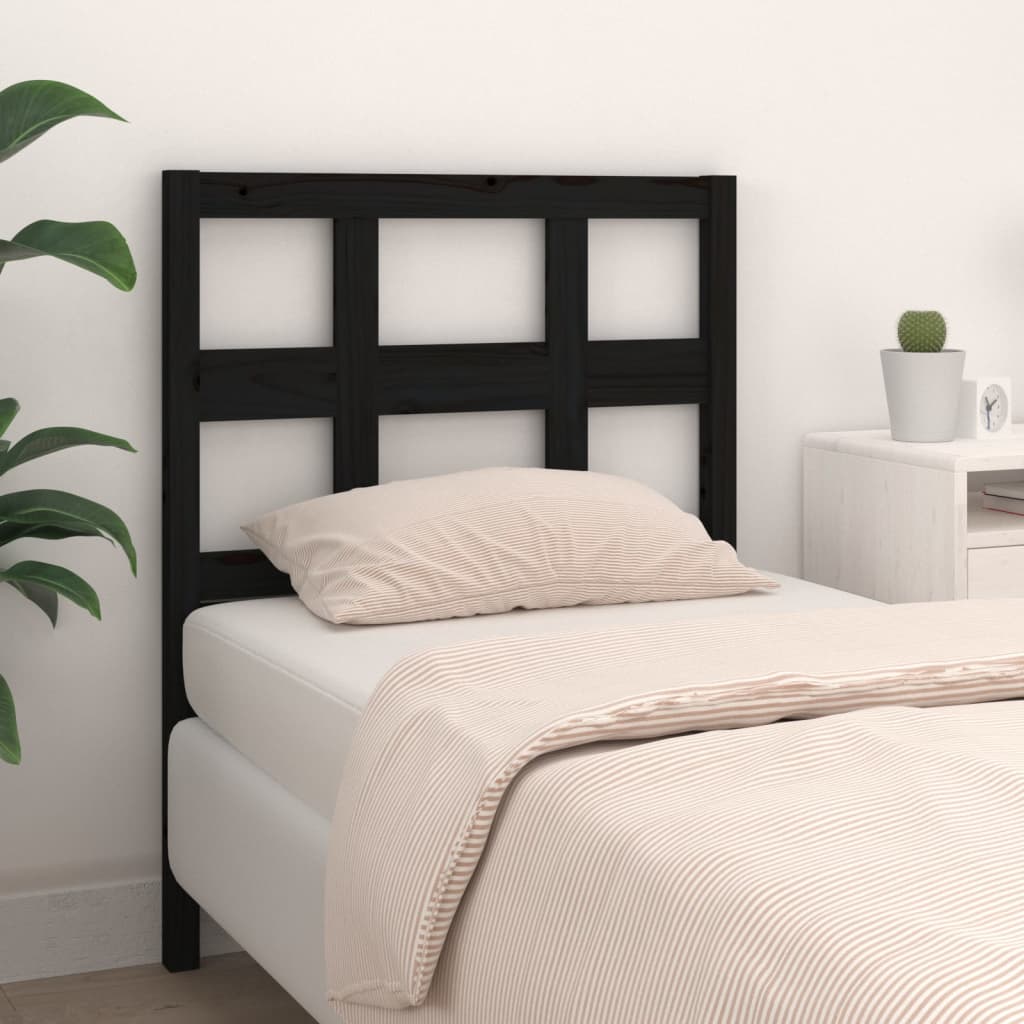 vidaXL Bed Headboard Black 80.5x4x100 cm Solid Wood Pine