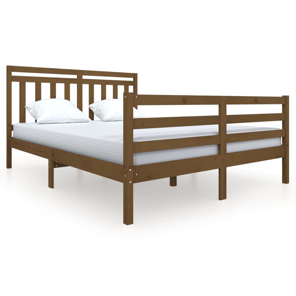 vidaXL Bed Frame Honey Brown 150x200 cm King Size Solid Wood