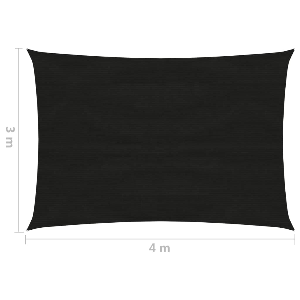 vidaXL Sunshade Sail 160 g/m² Black 3x4 m HDPE