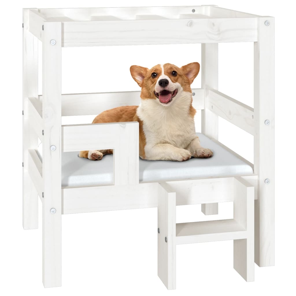 vidaXL Dog Bed White 55.5x53.5x60 cm Solid Wood Pine