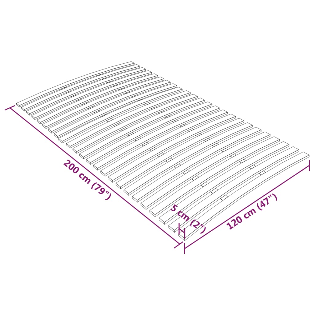 vidaXL Slatted Bed Base with 24 Slats 120x200 cm