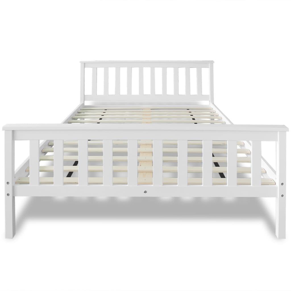 White Pinewood Bed 200 x 140 cm with Mattress