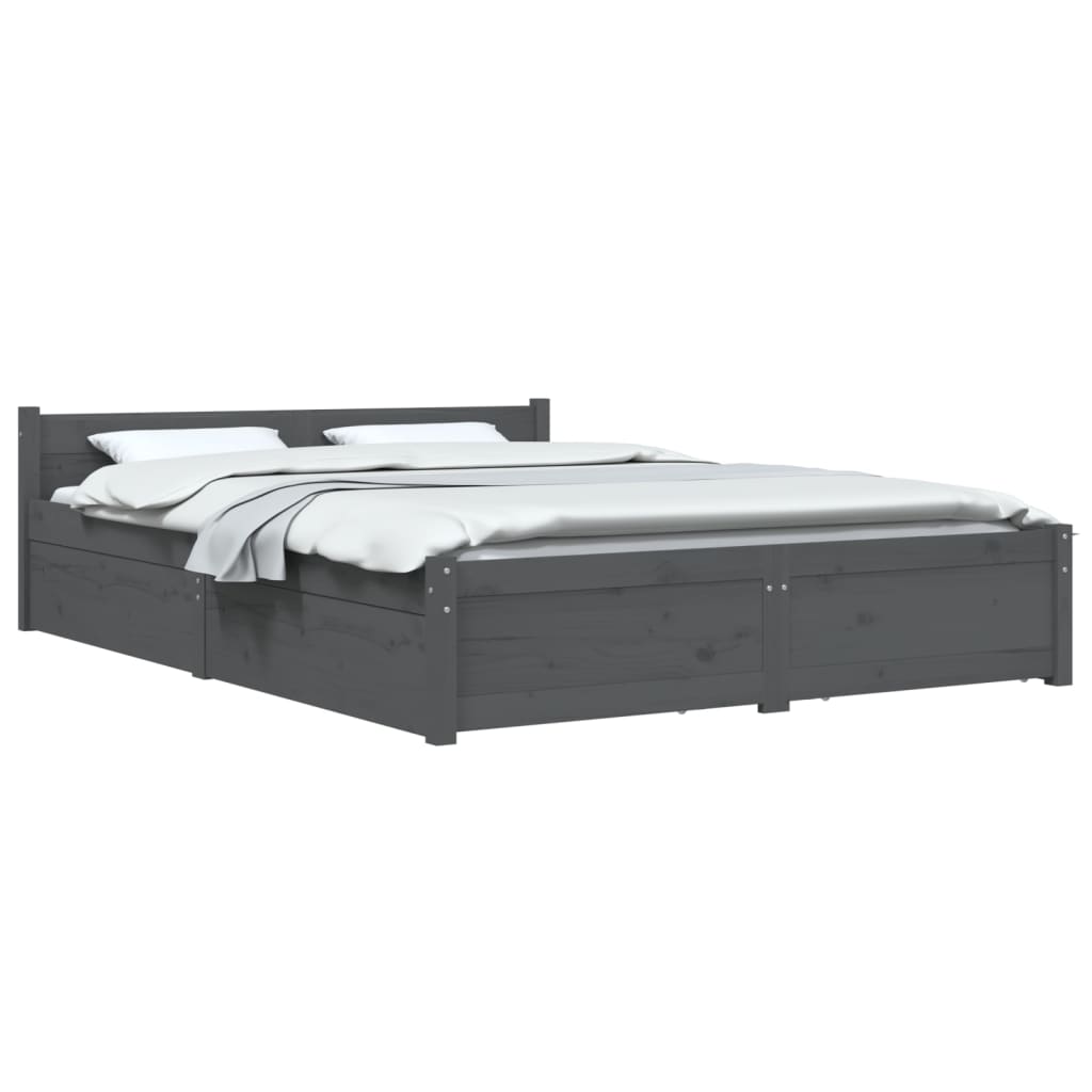 vidaXL Bed Frame with Drawers Grey 160x200 cm