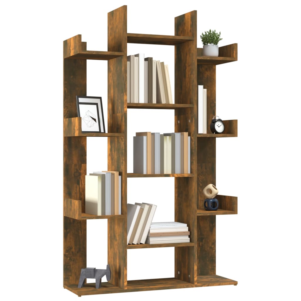 vidaXL Book Cabinet Smoked Oak 86x25.5x140 cm Engineered Wood