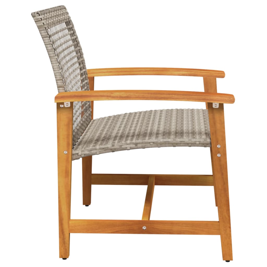 vidaXL Garden Chairs 2 pcs Grey Poly Rattan and Acacia Wood