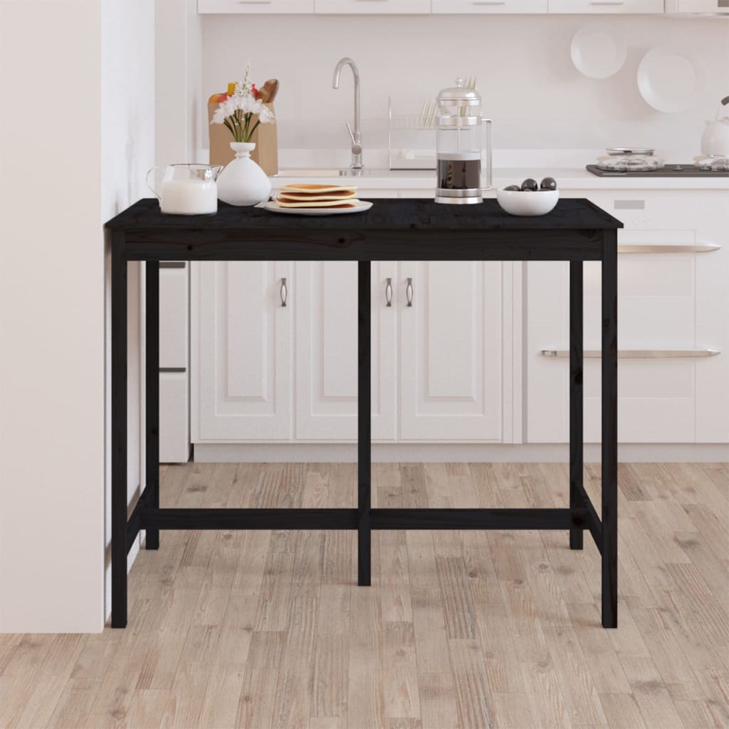 vidaXL Bar Table Black 140x80x110 cm Solid Wood Pine
