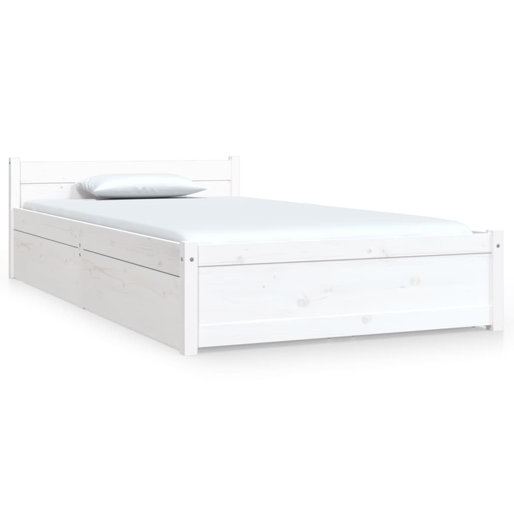vidaXL Bed Frame with Drawers White 90x200 cm