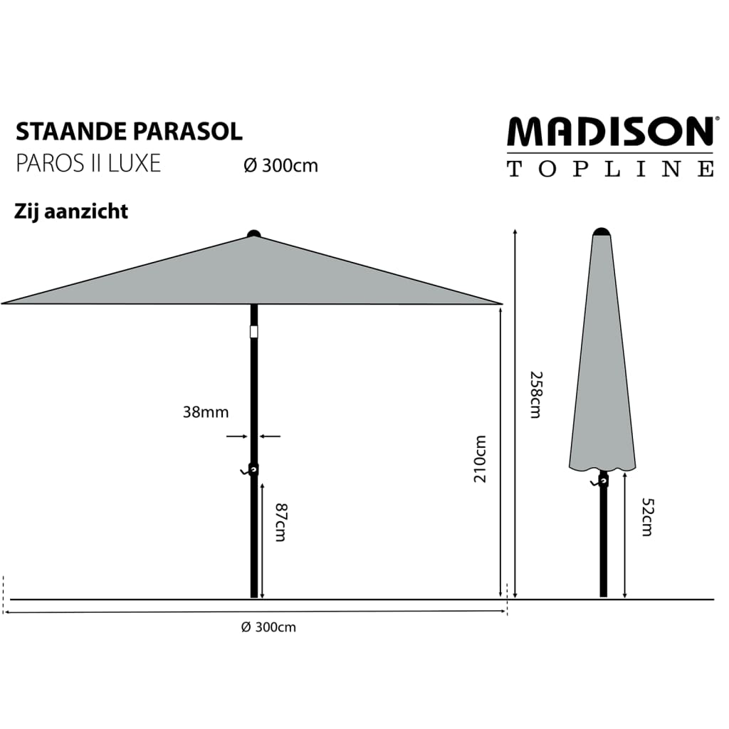 Madison Parasol Paros II Luxe 300 cm Sage Green