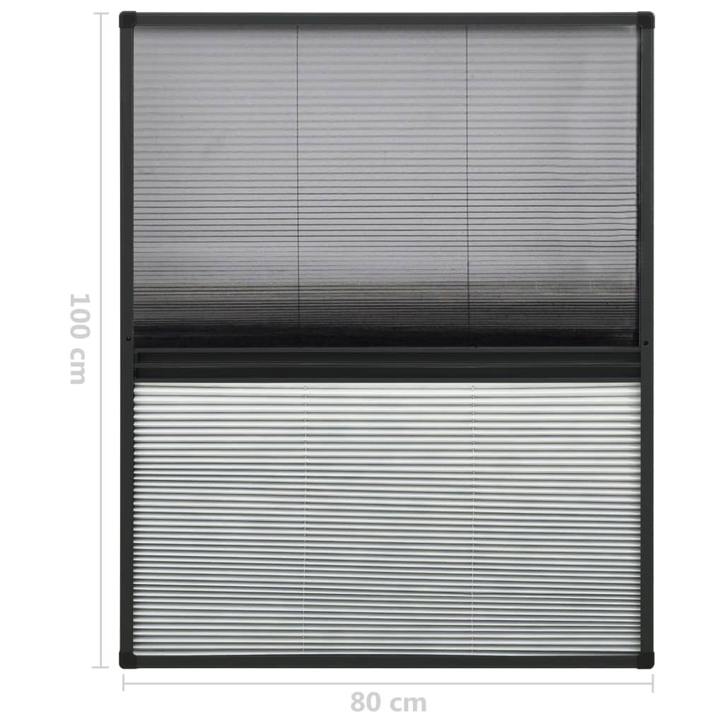 vidaXL Plisse Insect Screen for Windows Aluminium 80x100cm with Shade