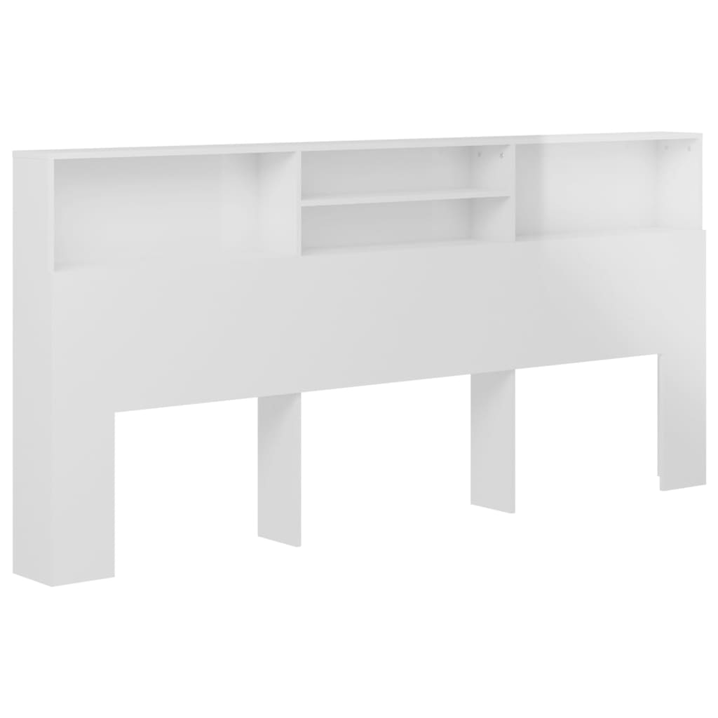 vidaXL Headboard Cabinet High Gloss White 220x19x103.5 cm