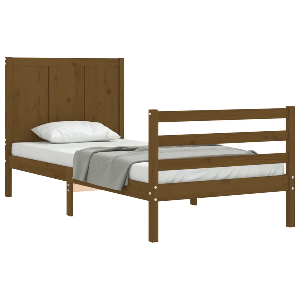 vidaXL Bed Frame with Headboard Honey Brown 90x200 cm Solid Wood