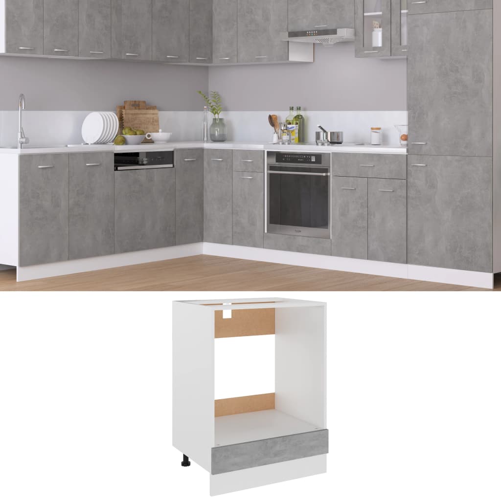 vidaXL Oven Cabinet Concrete Grey 60x46x81.5 cm Engineered Wood