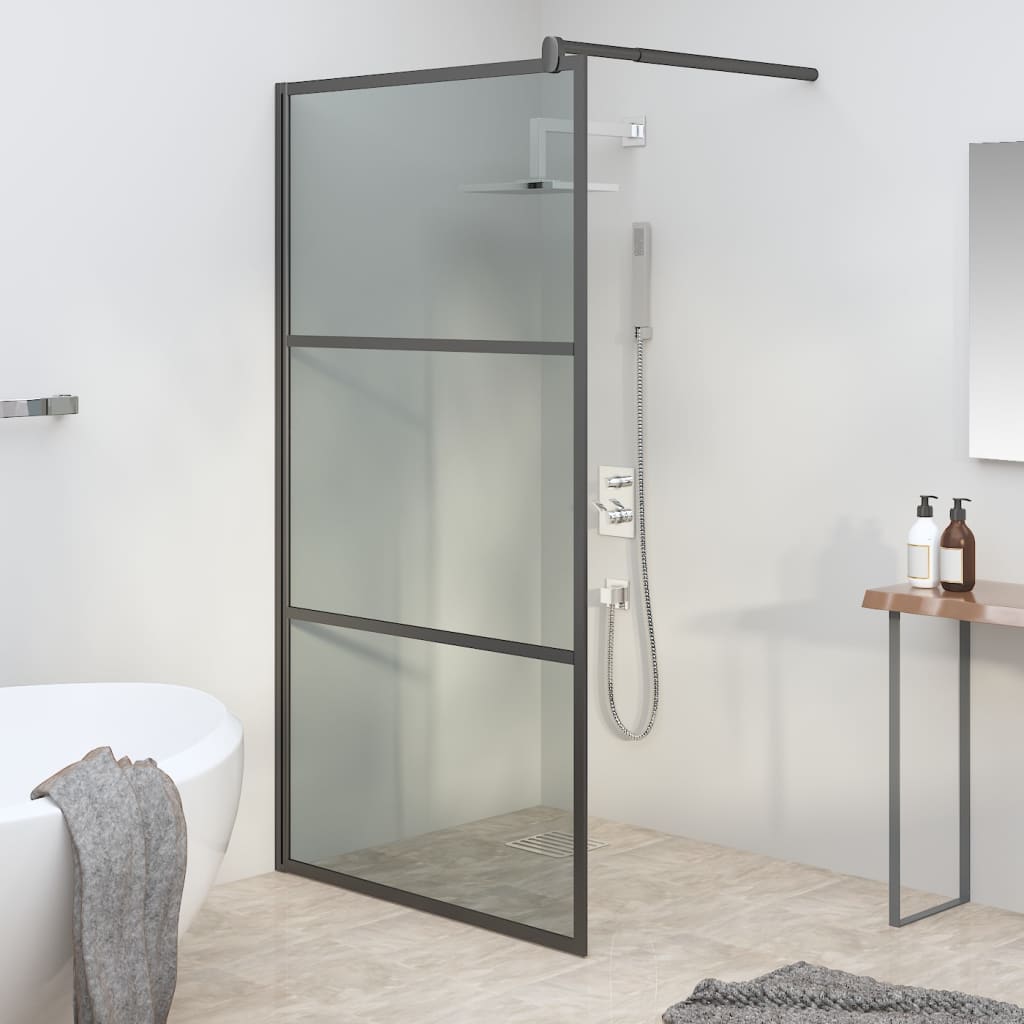 vidaXL Walk-in Shower Wall 115x195cm Dark ESG Glass Black