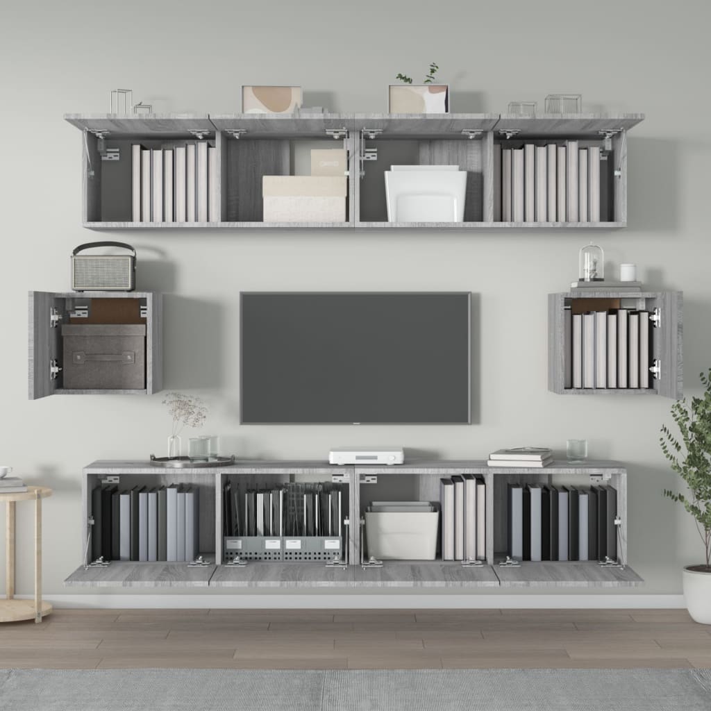 vidaXL 6 Piece TV Cabinet Set Grey Sonoma Engineered Wood