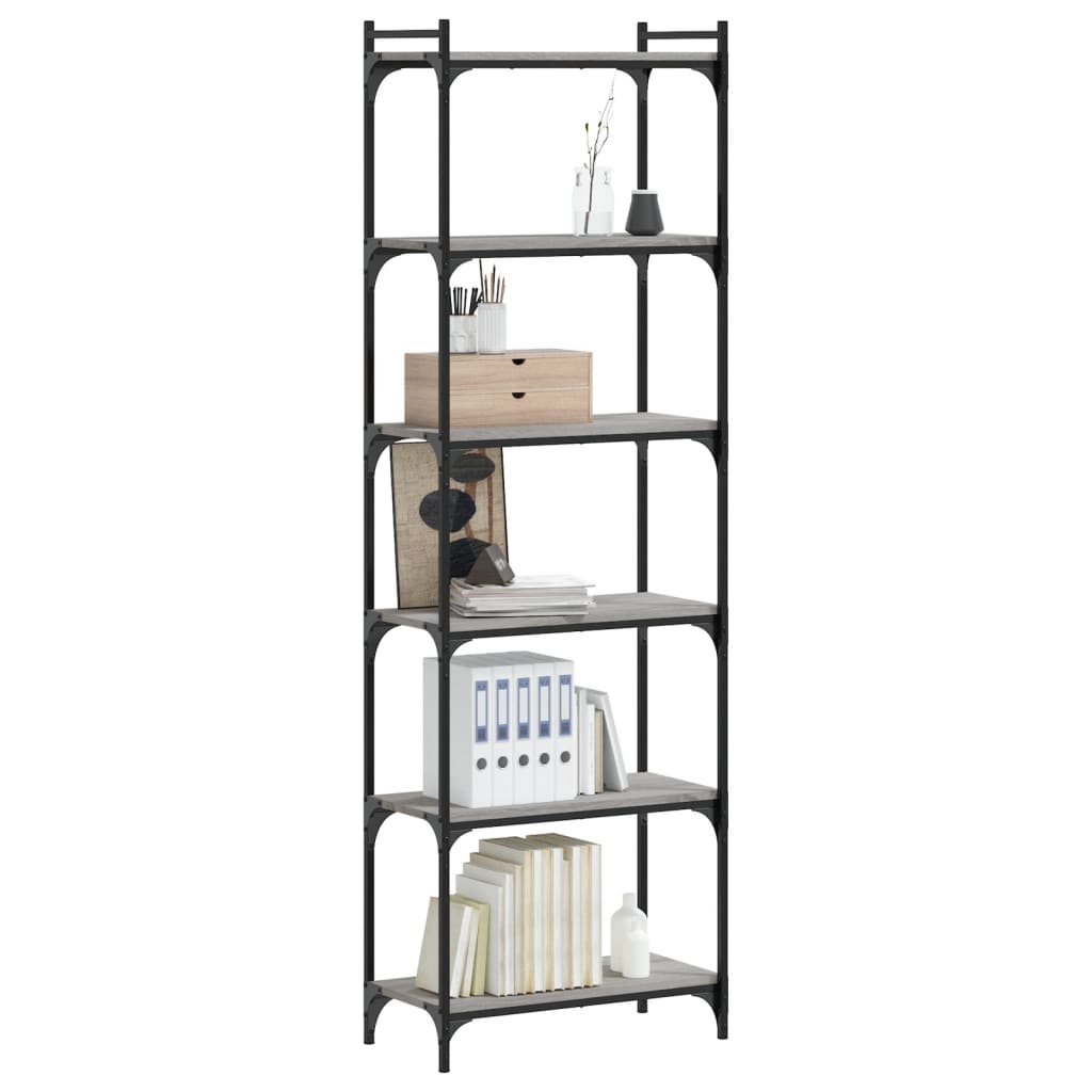 vidaXL Bookcase 6-Tier Grey Sonoma 60x30x188 cm Engineered Wood