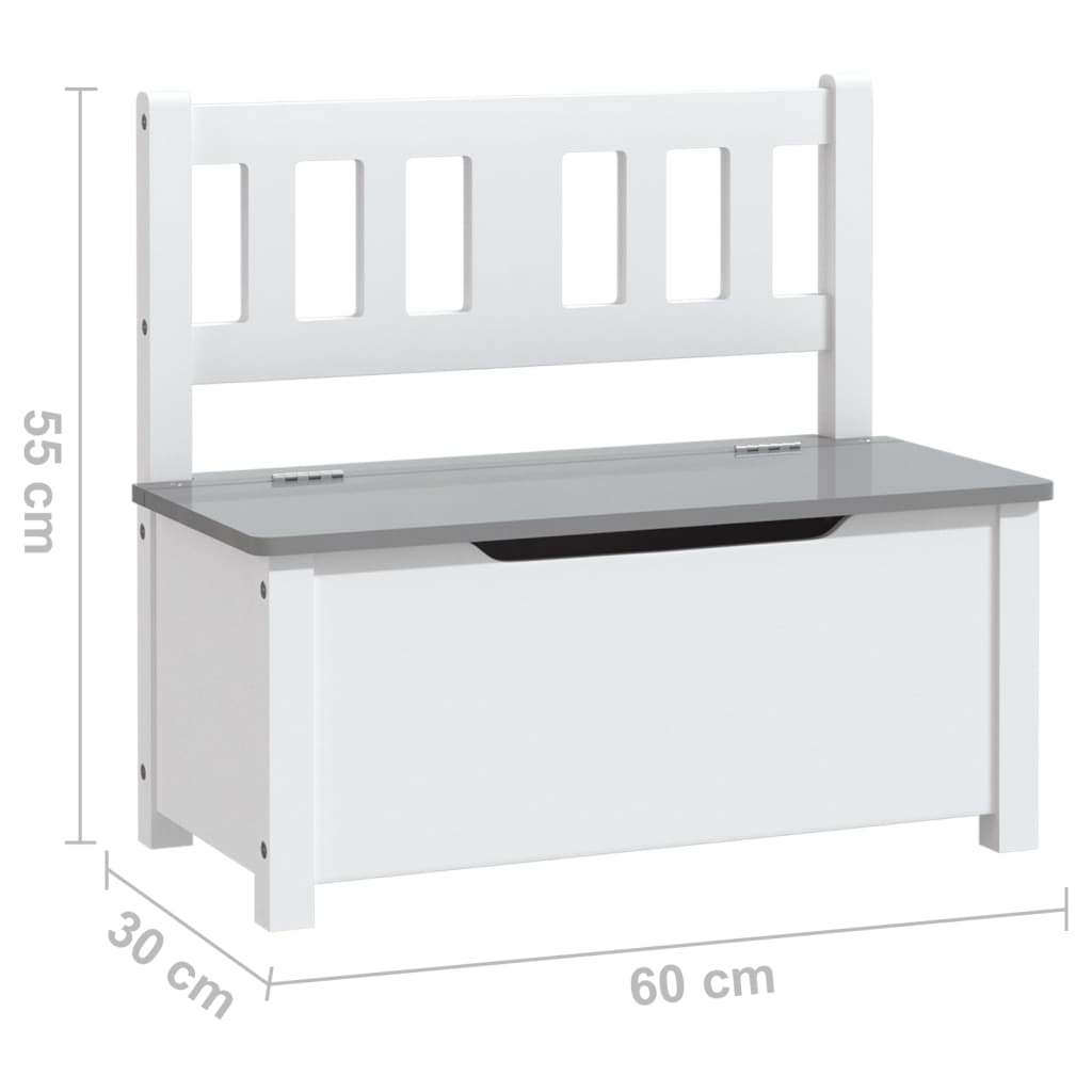 vidaXL 4 Piece Children Table and Chair Set White and Grey MDF