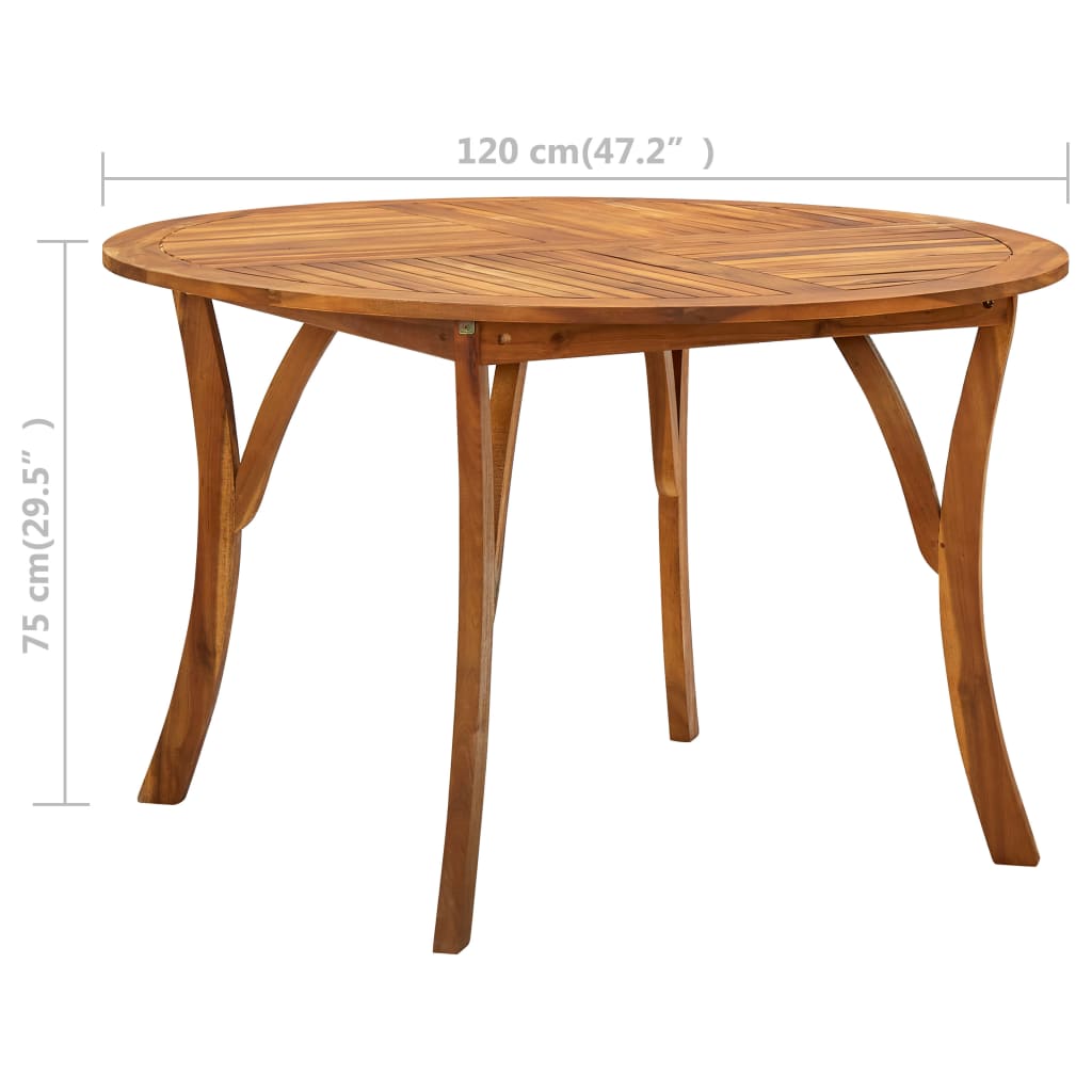 vidaXL Garden Table Ø120 cm Solid Acacia Wood