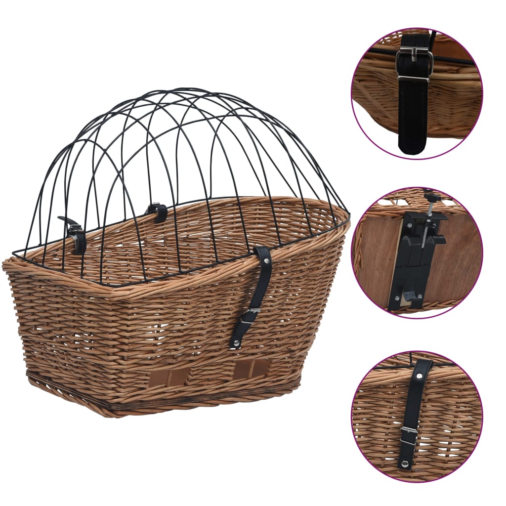 ZNTS Bike Front Basket with Cover 50x45x35 cm Natural Willow