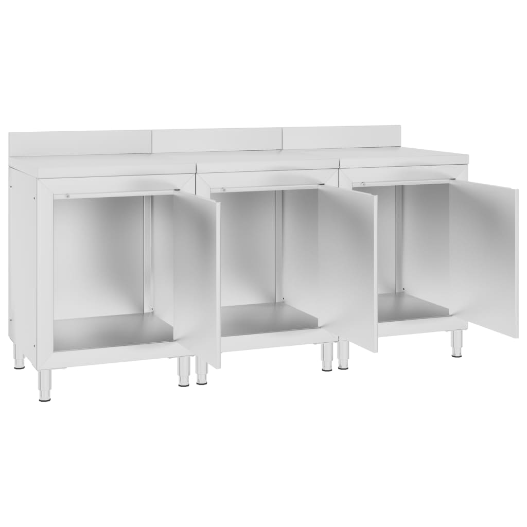 vidaXL Commercial Work Table Cabinet 180x60x96 cm Stainless Steel