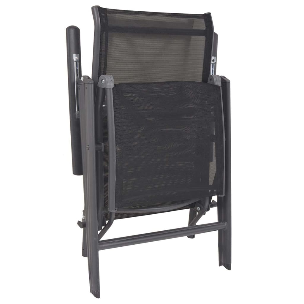 vidaXL Reclining Deck Chair Aluminium and Textilene Black