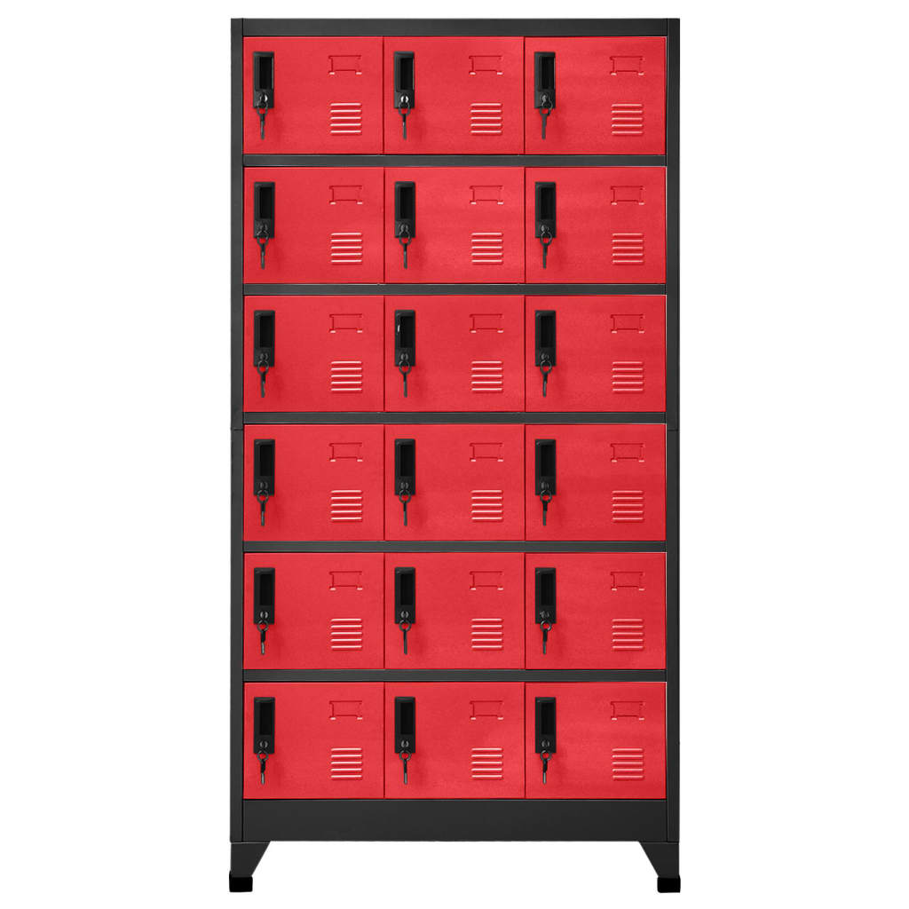 vidaXL Locker Cabinet Anthracite and Red 90x40x180 cm Steel