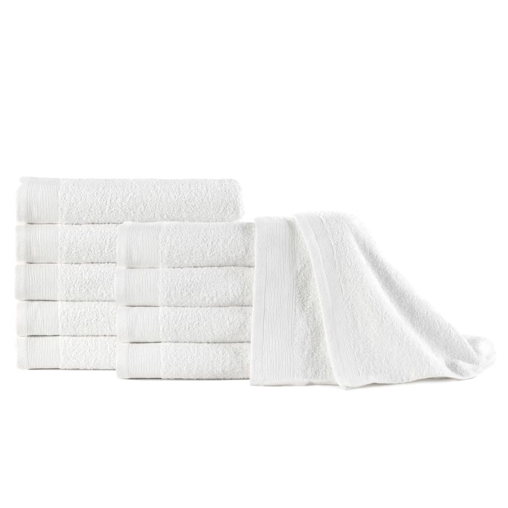 vidaXL Hand Towels 10 pcs Cotton 350 gsm 50x100 cm White