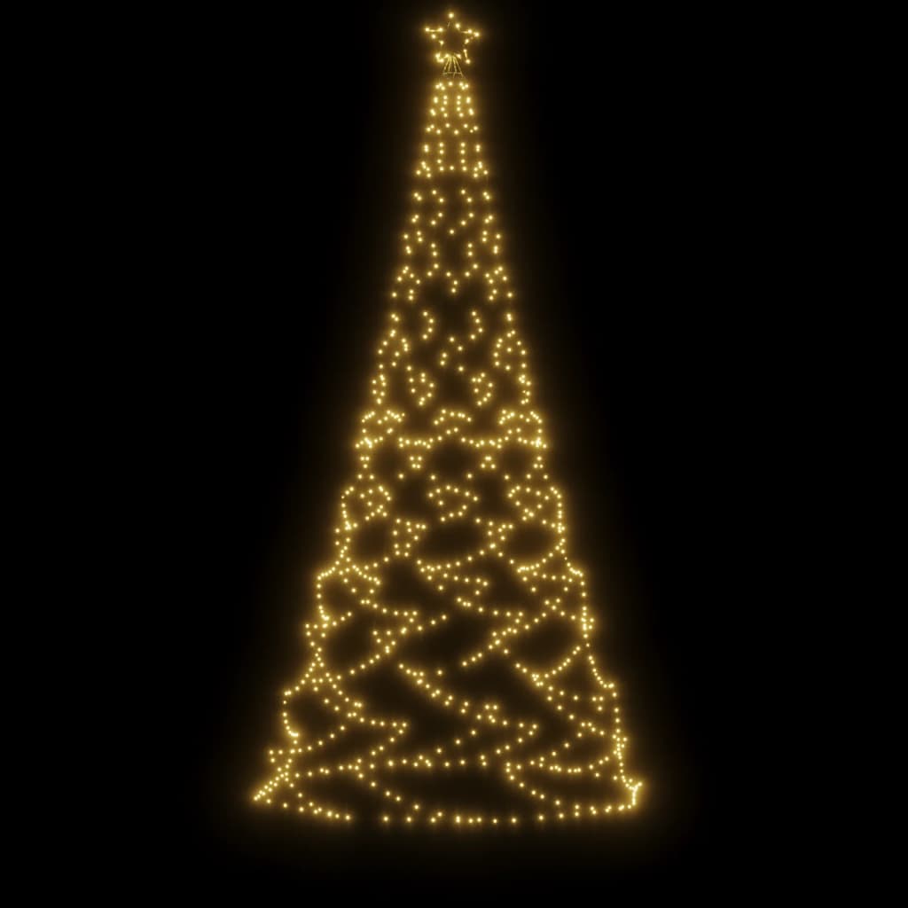 vidaXL Christmas Tree with Metal Post 500 LEDs Warm White 3 m