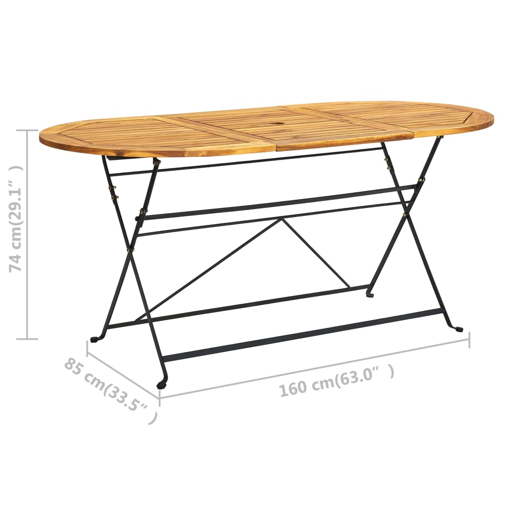 vidaXL Garden Table 160x85x74 cm Solid Acacia Wood Oval