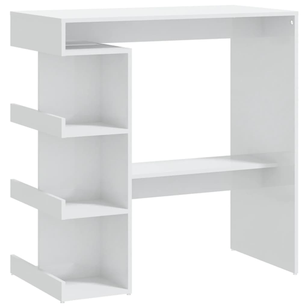 vidaXL Bar Table with Storage Rack High Gloss White 100x50x101.5 cm