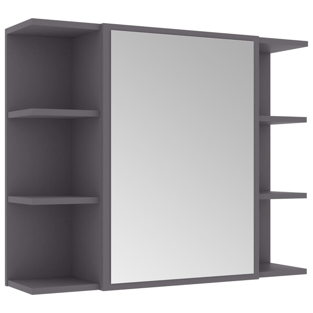 vidaXL Bathroom Mirror Cabinet Grey 80x20.5x64 cm Chipboard