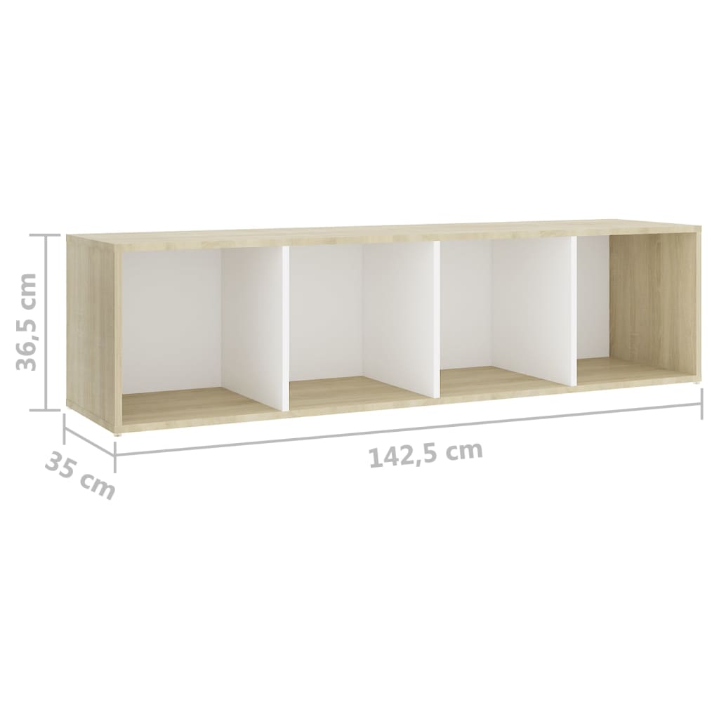 vidaXL TV Cabinets 2pcs White & Sonoma Oak 142.5x35x36.5cm Engineered Wood