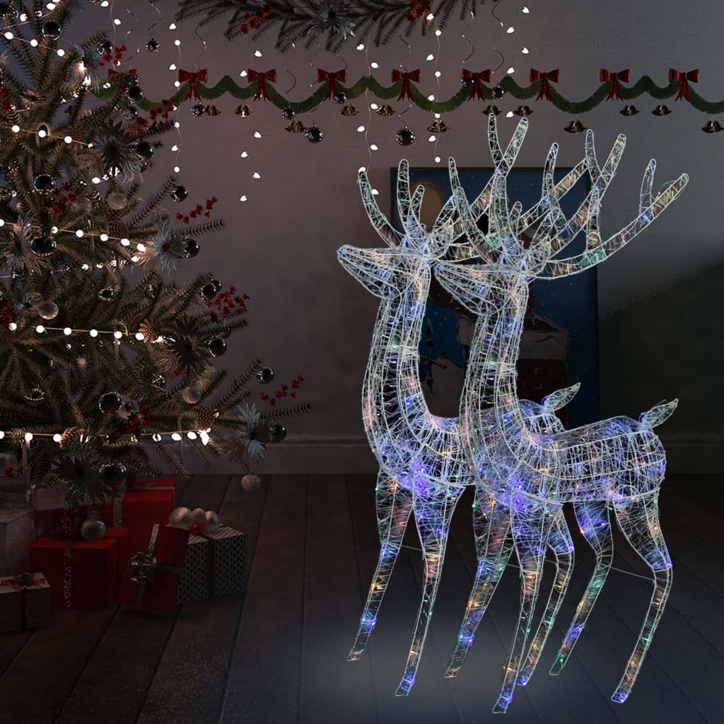 vidaXL XXL Acrylic Christmas Reindeers 250 LED 2 pcs 180 cm Multicolour