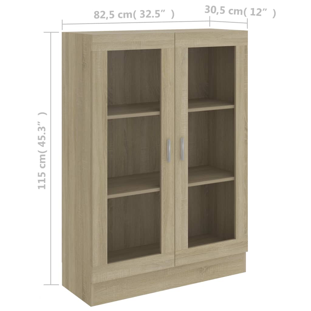 vidaXL Vitrine Cabinet Sonoma Oak 82.5x30.5x115 cm Engineered Wood