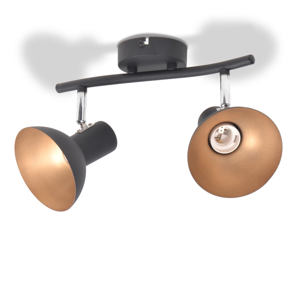 vidaXL Ceiling Lamp for 2 Bulbs E27 Black and Gold