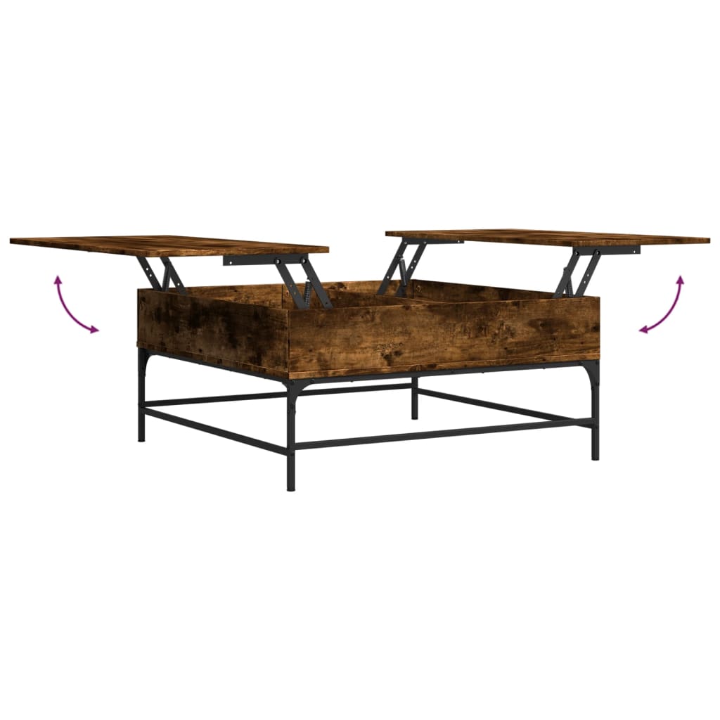 vidaXL Coffee Table Smoked Oak 95x95x45 cm Engineered Wood and Metal